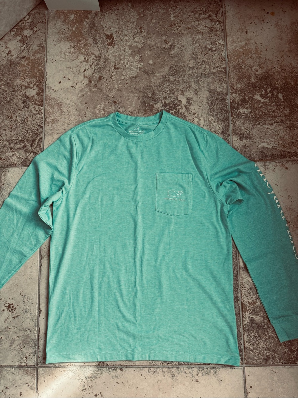 Vineyard Vines Teal Long-Sleeve Pocket Tee